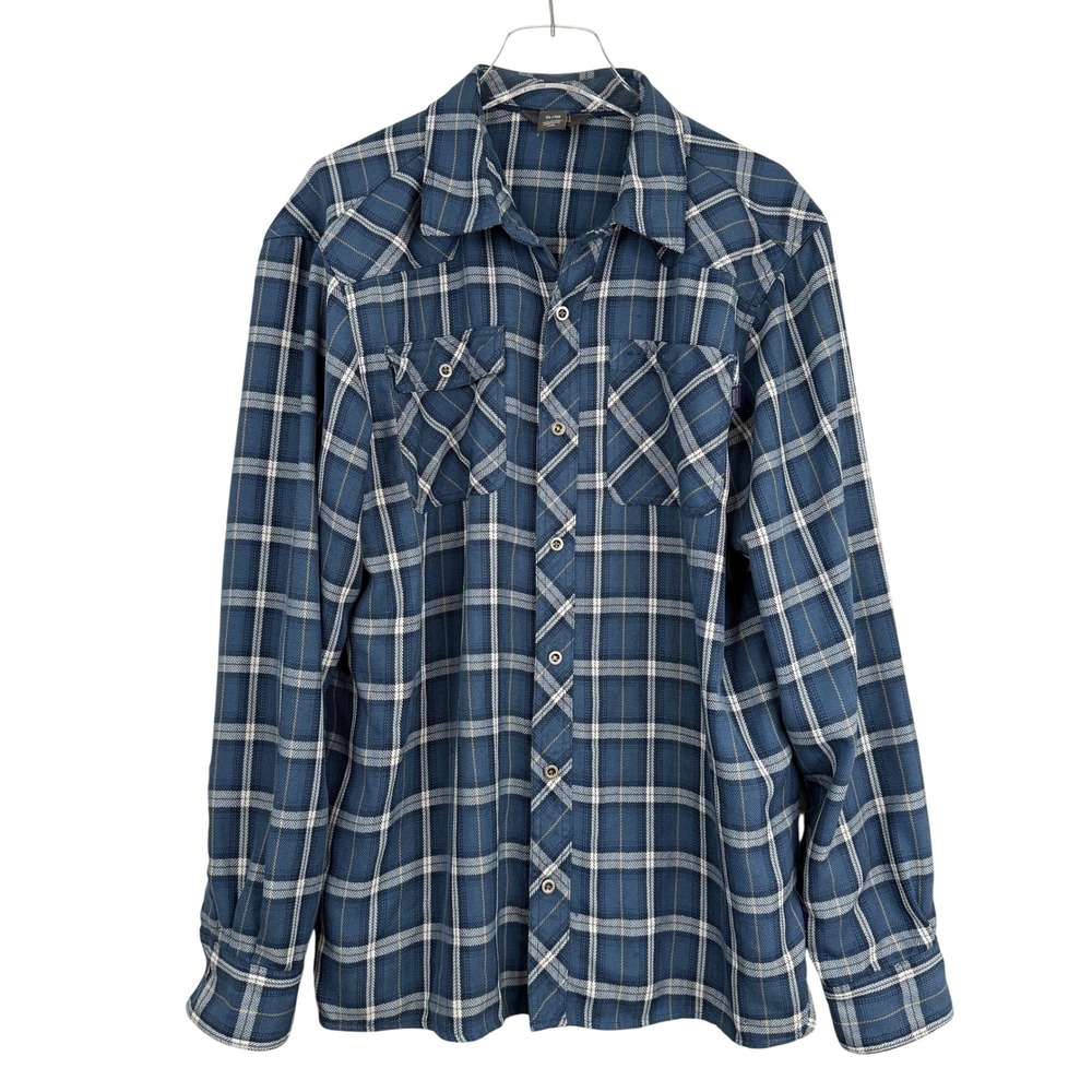 Outdoor Research Button Down Shirt Men XL Blue Plaid Long Sleeve Hiking Gorpcore